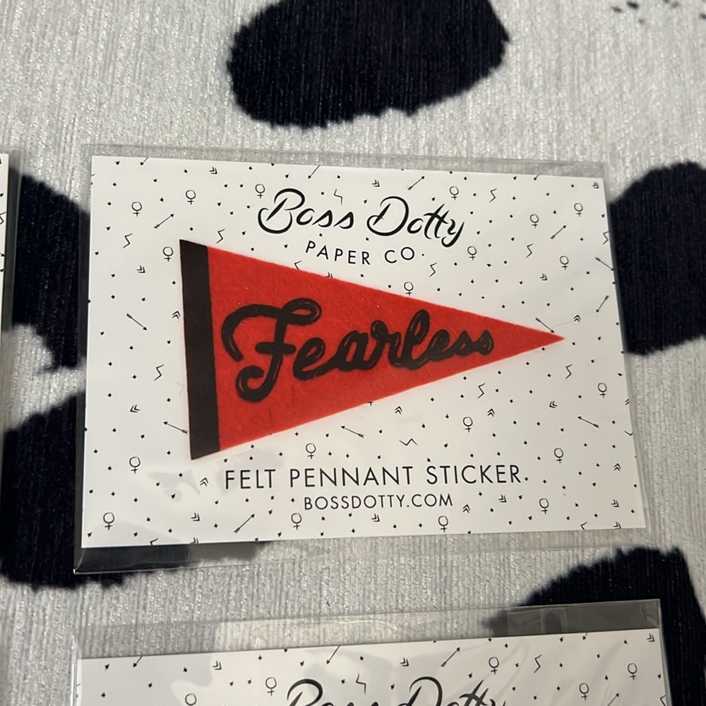 NWT Boss Dotty Fearless felt pennant sticker